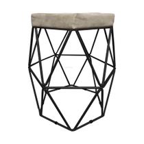 Puff Hexagonal Aramado Preto Suede Bege Puff Hexagonal Aramado Preto Suede Bege