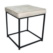 Puff Industrial Cubo Suede Bege