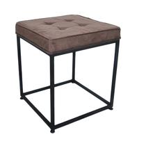 Puff Industrial Cubo Suede Marrom