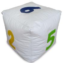 Puff Infantil Dado I material sintético Branco e Colorido