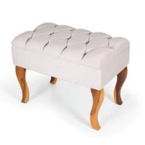 Puff Inglês Retangular com Pés de Madeira 4003 - Preebel Branco