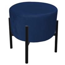 Puff Iron Suede Azul Marinho Base Palito Drossi Puff Iron Suede Azul Marinho Base Palito Drossi