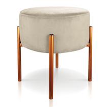 Puff Iron Suede Base Cobre Palito Bege Puff Iron Suede Base Cobre Palito Bege