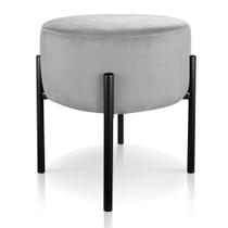 Puff Iron Suede Cinza Base Preto Palito Puff Iron Suede Cinza Base Preto Palito