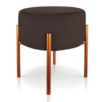 Puff Iron Suede Marrom Base Metálica Cobre