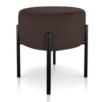 Puff Iron Suede Marrom Base Preto Palito Puff Iron Suede Marrom Base Preto Palito