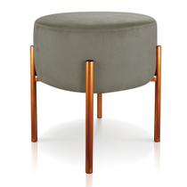 Puff Iron Suede Marrom Rato Base Metálica Cobre Puff Iron Suede Marrom Rato Base Metálica Cobre