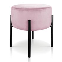Puff Iron Suede Rosa Bebê Base Preto Palito Puff Iron Suede Rosa Bebê Base Preto Palito