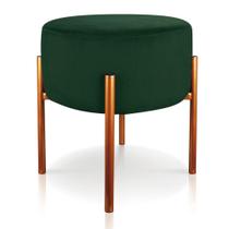 Puff Iron Suede Verde Base Metálica Cobre - Drossi
