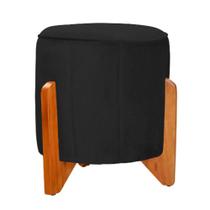 Puff Jade Pés de Madeira Suede Preto - Belliv Decor Puff Jade Pés de Madeira Suede Preto - Belliv Decor