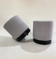 puff kit 2 redondo decorativo base preto cor cinza elegante luxo