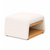 Puff Linea Bouclé Off White material sintético Caramelo - Sallar Home Puff Linea Bouclé Off White material sintético Caramelo - Sallar Home