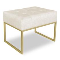 Puff Lisa Linho Base Metálica Industrial Dourado - Pallazio Puff Lisa Linho Base Metálica Industrial Dourado - Pallazio
