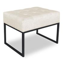 Puff Lisa Linho Bege Base Metálica Industrial Preto - Pallazio Puff Lisa Linho Bege Base Metálica Industrial Preto - Pallazio