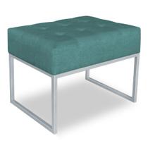 Puff Lisa Suede Base Metálica Industrial Prata - Pallazio