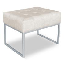 Puff Lisa Suede Bege Base Metálica Industrial Prata - Pallazio Puff Lisa Suede Bege Base Metálica Industrial Prata - Pallazio