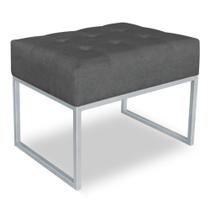 Puff Lisa Suede Grafite Base Metálica Industrial Prata - Pallazio Puff Lisa Suede Grafite Base Metálica Industrial Prata - Pallazio