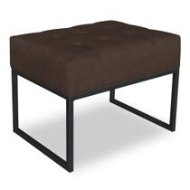 Puff Lisa Suede Marrom Base Metálica Industrial Preto - Pallazio Puff Lisa Suede Marrom Base Metálica Industrial Preto - Pallazio