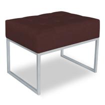 Puff Lisa Suede Marsala Base Metálica Industrial Prata - Pallazio