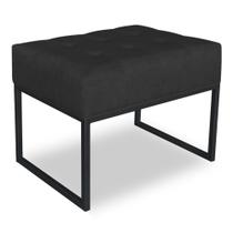 Puff Lisa Suede Preto Base Metálica Industrial Preto - Pallazio