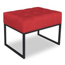 Puff Lisa Suede Vermelho Base Metálica Industrial Preto - Pallazio Puff Lisa Suede Vermelho Base Metálica Industrial Preto - Pallazio