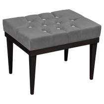 Puff Londres Retangular Espuma Suede Grafite com Strass D'Rossi Puff Londres Retangular Espuma Suede Grafite com Strass D'Rossi