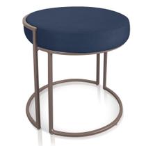 Puff Love Suede Azul Marinho Base Industrial Cobre