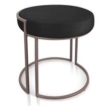 Puff Love Suede Preto Base Industrial Cobre - D'Rossi