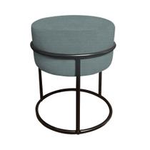 Puff Luma Linho Chumbo com Base de Aço Preta