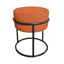 Puff Luma Suede Terracota com Base de Aço Preta