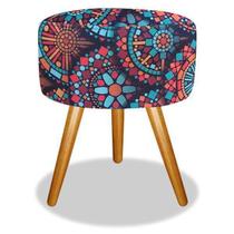 Puff Magnus Decorativo Pé Palito Mandala Vermelha Top