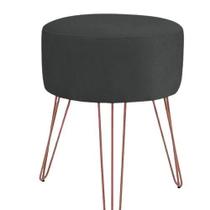 Puff Magnus Redondo Suede Preto Pés Aramado Rose Gold Puff Magnus Redondo Suede Preto Pés Aramado Rose Gold