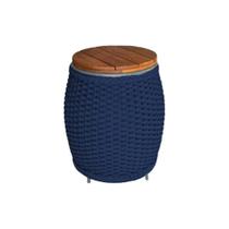 Puff Mesa Garden Em Corda Náutica Base Em Alumínio Cinza E Tampo Em Madeira Azul Marinho - Cor: Azul Puff Mesa Garden Em Corda Náutica Base Em Alumínio Cinza E Tampo Em Madeira Azul Marinho - Cor: Azul