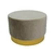 Puff Metal Dourado 40x60cm Estofado Cinza Luxo