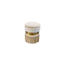 Puff Moderno Bege Metal Dourado c Franjas Formosa