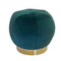 Puff Moderno Redondo Estofado Verde Botonê Luxo