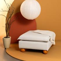Puff Modular com Pé Bolinha Sôma CabeCasa MadeiraOriginals Bege Natural