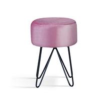 Puff Moeda Redondo Veludo Rosa Daf Mobiliário