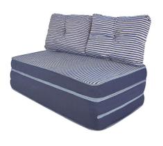 Puff Multiuso 3 Em 1 + Travesseiro Jacquard Azul Casal BF Colchões