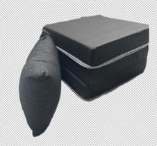 Puff Multiuso Colchão + Travesseiro Solteiro 3 Em 1 Preto