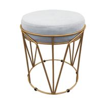 Puff Multiuso Com Mesa 2 Em 1 Suede Base Dourado Cinza Puff Multiuso Com Mesa 2 Em 1 Suede Base Dourado Cinza
