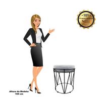 Puff Multiuso Com Mesa 2 Em 1 Suede Cinza Base Preto