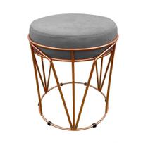 Puff Multiuso Com Mesa 2 Em 1 Suede Grafite Base Cobre