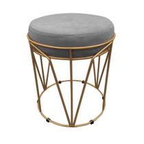 Puff Multiuso Com Mesa 2 Em 1 Suede Grafite Base Dourado