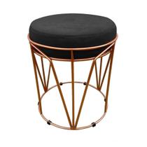 Puff Multiuso Com Mesa 2 Em 1 Suede Preto Base Cobre