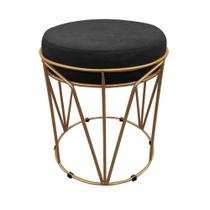 Puff Multiuso Com Mesa 2 Em 1 Suede Preto Base Dourado Puff Multiuso Com Mesa 2 Em 1 Suede Preto Base Dourado