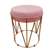 Puff Multiuso Com Mesa 2 Em 1 Suede Rose Base Cobre