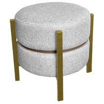 Puff Multiuso Mesa Sala Ferro Base Dourado Linho Puff Multiuso Mesa Sala Ferro Base Dourado Linho