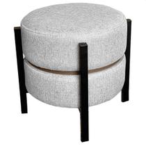 Puff Multiuso Mesa Sala Ferro Base Preto Linho Puff Multiuso Mesa Sala Ferro Base Preto Linho