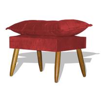 Puff Opala Decorativo Pés Palitos Quarto - Vermelho